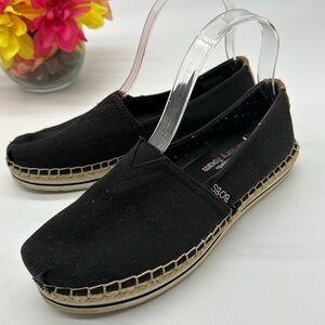 Bob's from Skechers Black Canvas Espadrilles Slip On with Memory Foam Size 7.5